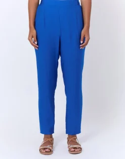 Pantalon 7/8 fuselé uni BLEU Femme