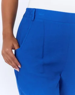 Pantalon 7/8 fuselé uni BLEU Femme