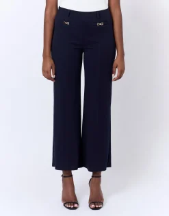 Pantalon 7/8 large uni MARINE Femme