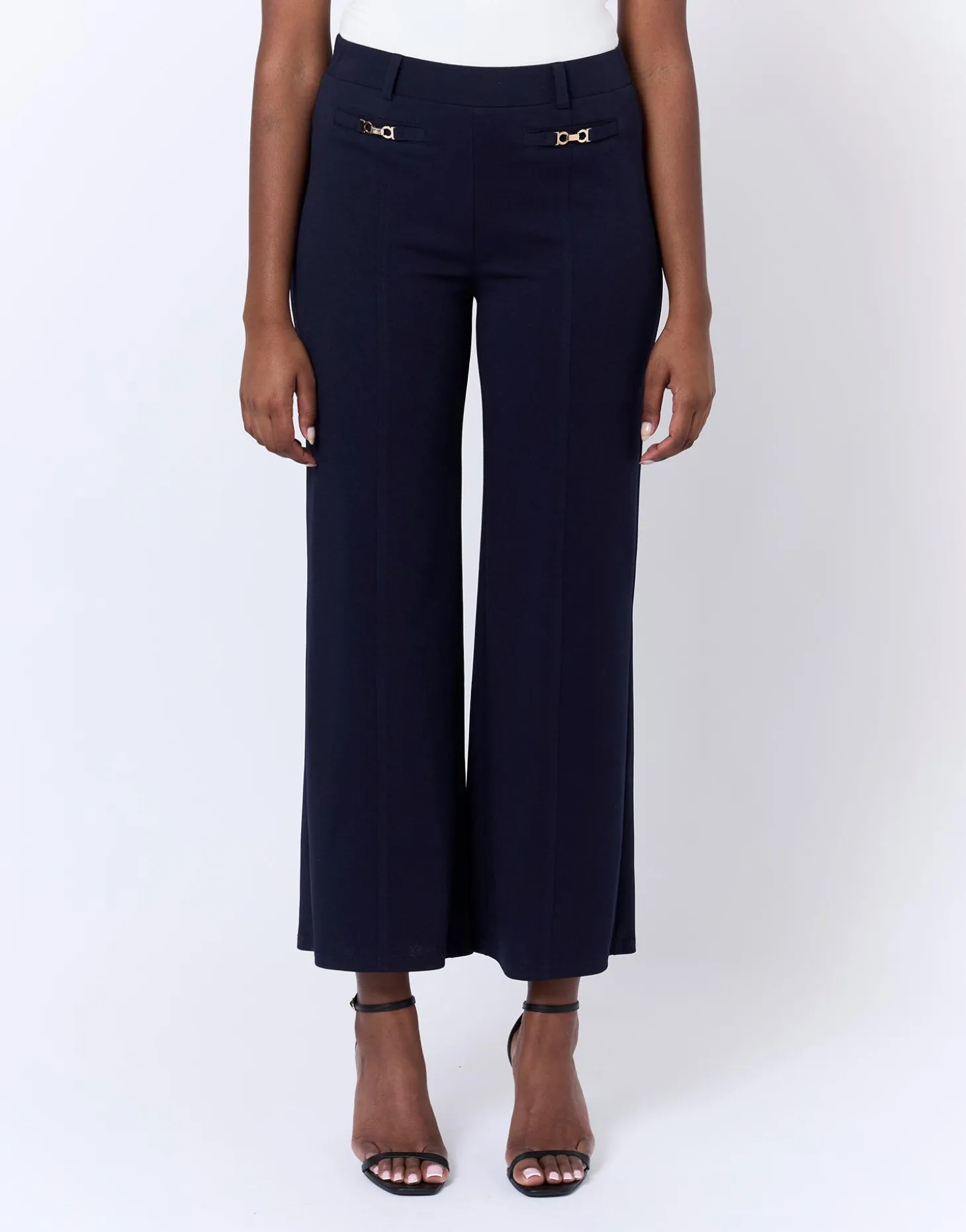 Pantalon 7/8 large uni MARINE Femme