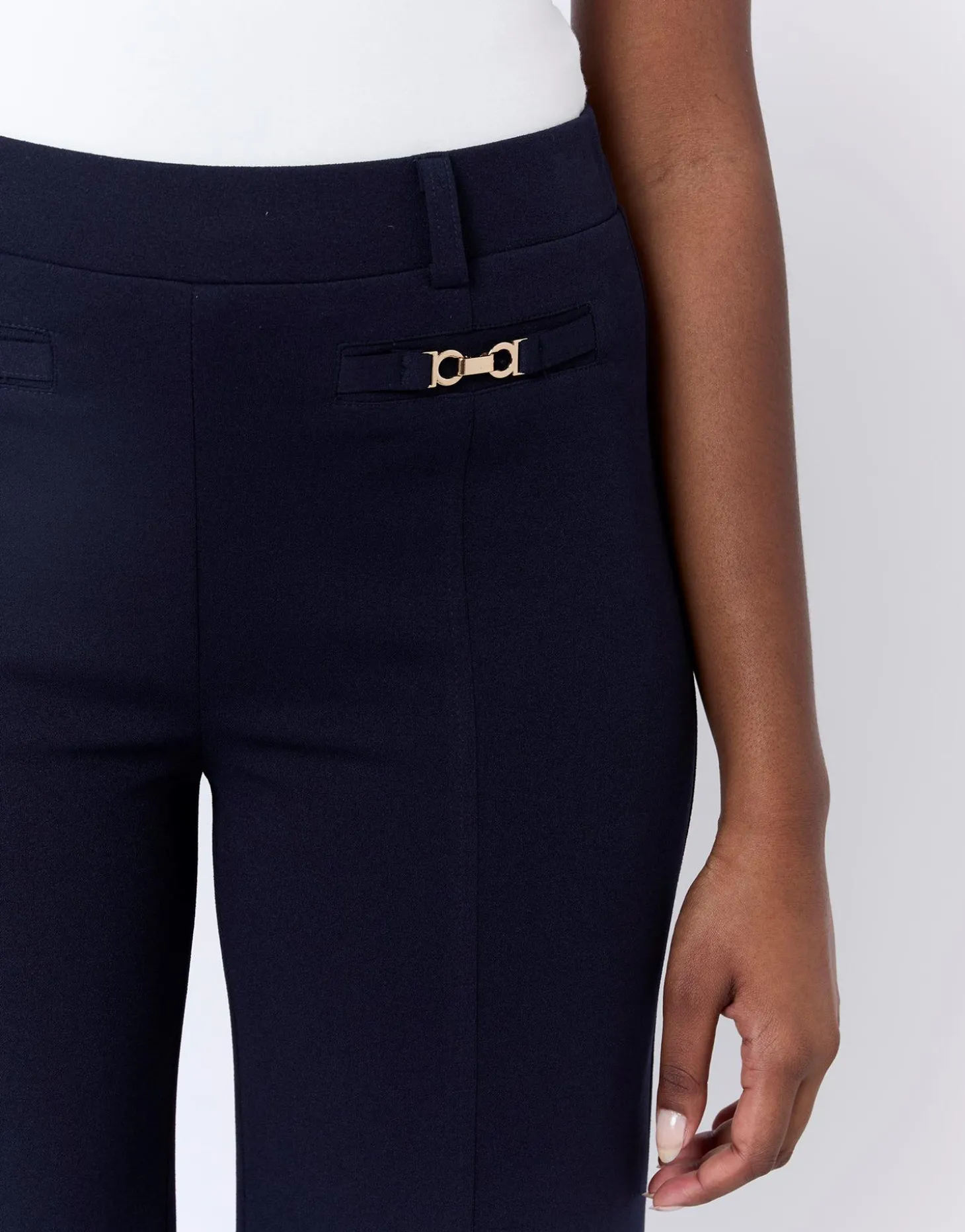 Pantalon 7/8 large uni MARINE Femme