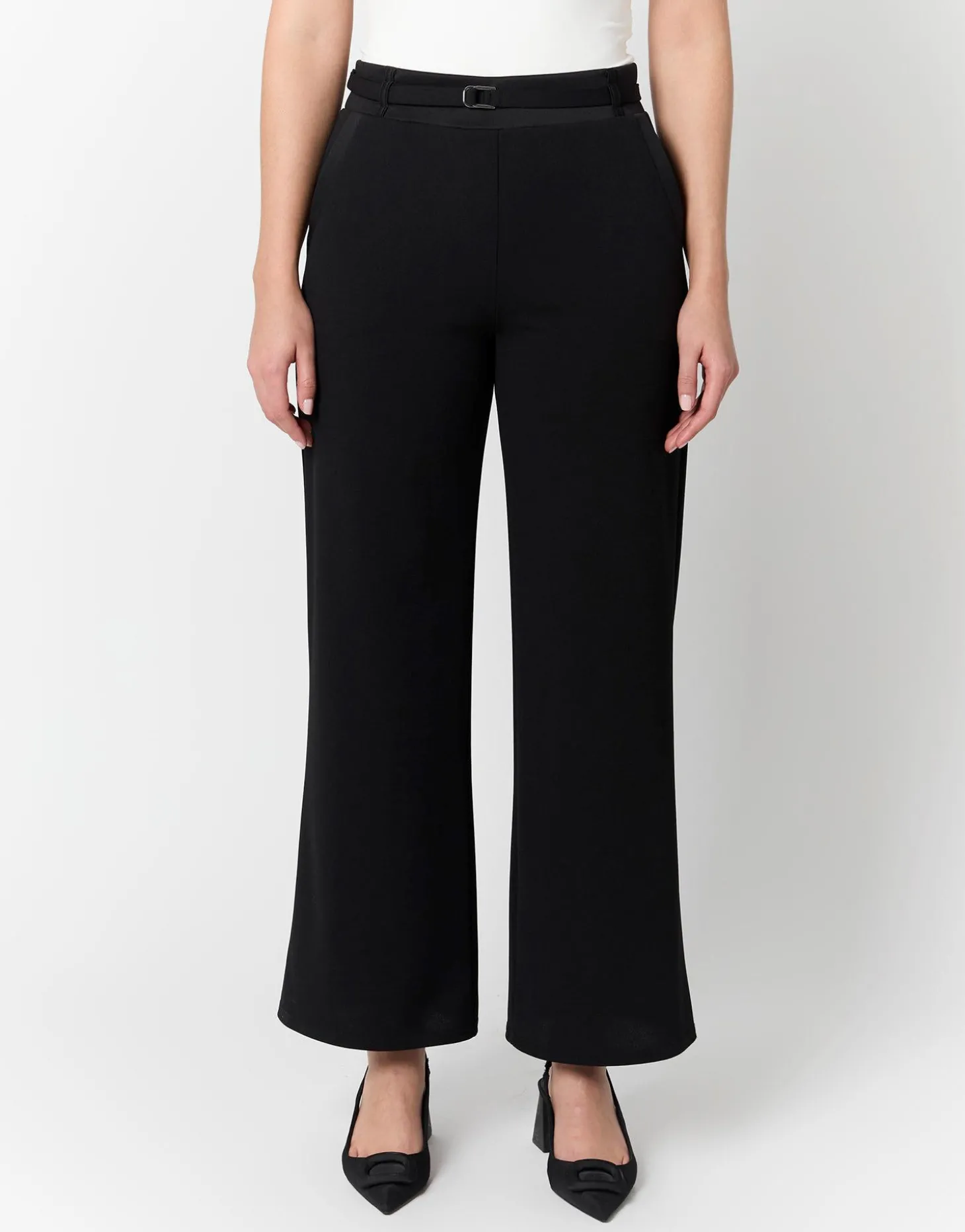 Pantalon 7/8 large uni NOIR Femme