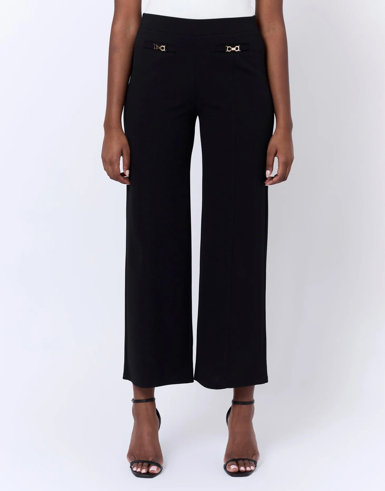 Pantalon 7/8 large uni NOIR Femme