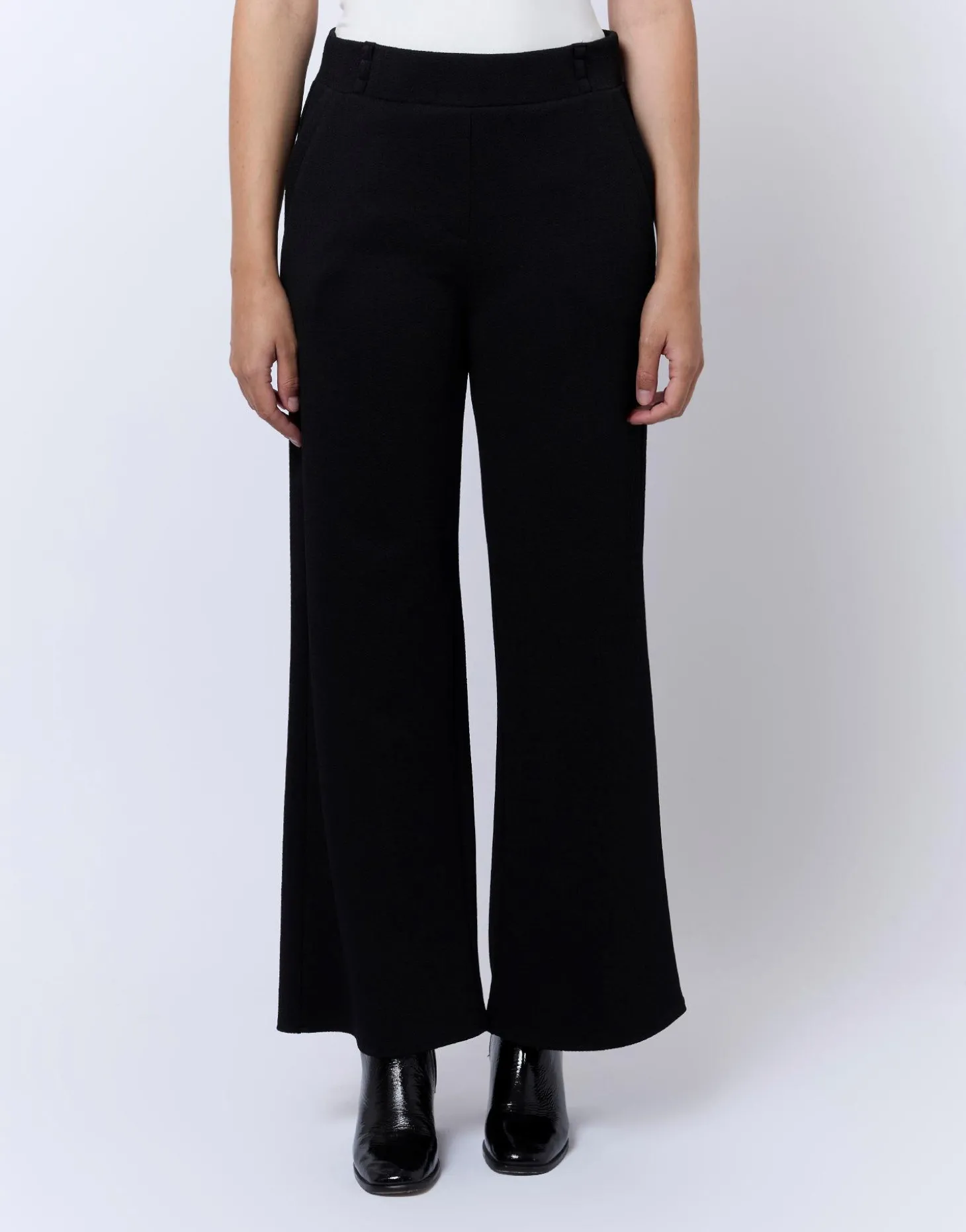 Pantalon 7/8 large uni NOIR Femme
