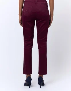 Pantalon 7/8 slim uni AUBERGINE Femme