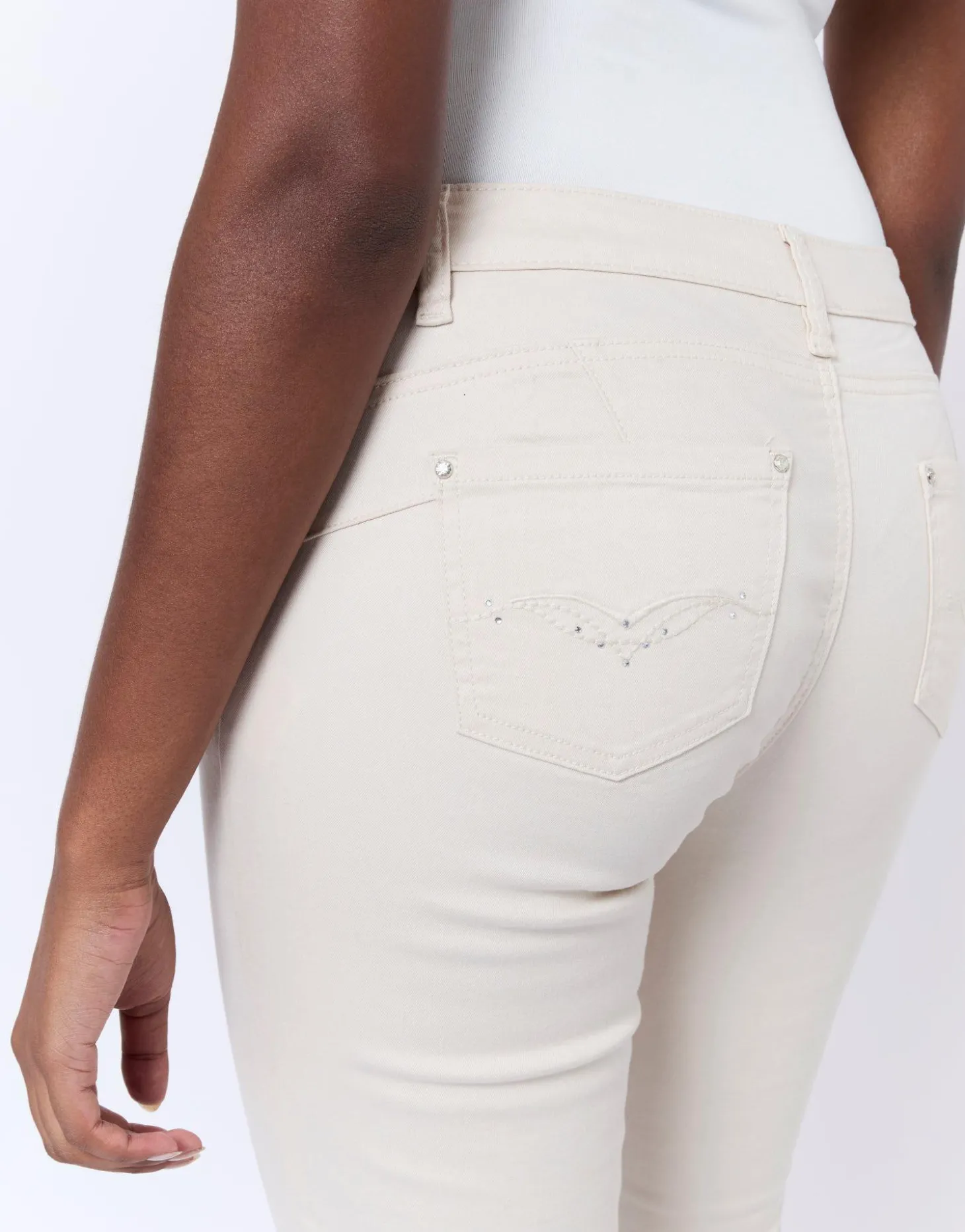 Pantalon 7/8 slim uni BEIGE Femme