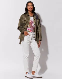 Pantalon 7/8 slim uni BLANC Femme
