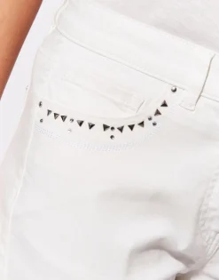 Pantalon 7/8 slim uni BLANC Femme