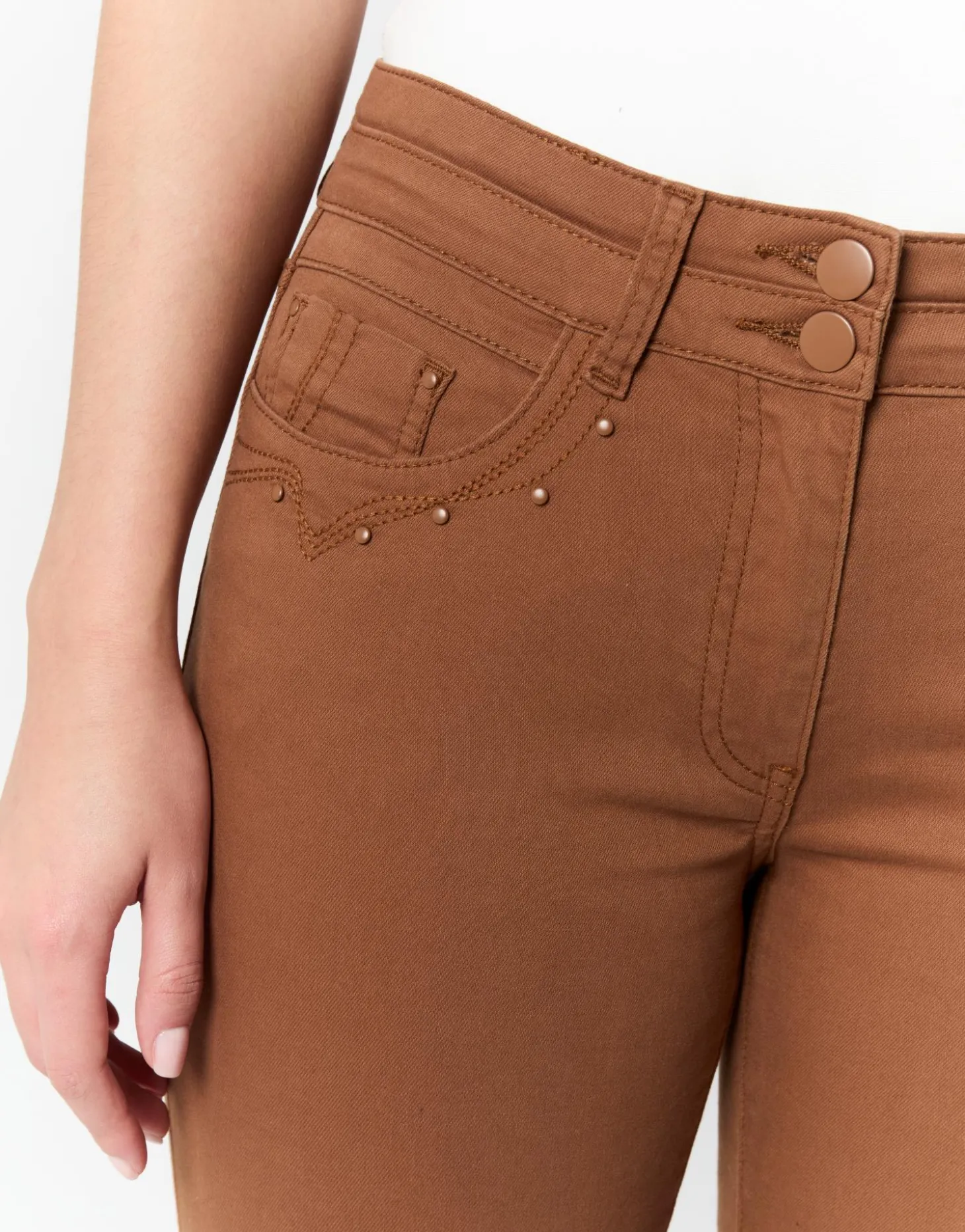 Pantalon 7/8 slim uni CAMEL Femme