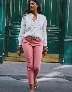 Pantalon 7/8 slim uni FRAMBOISE Femme