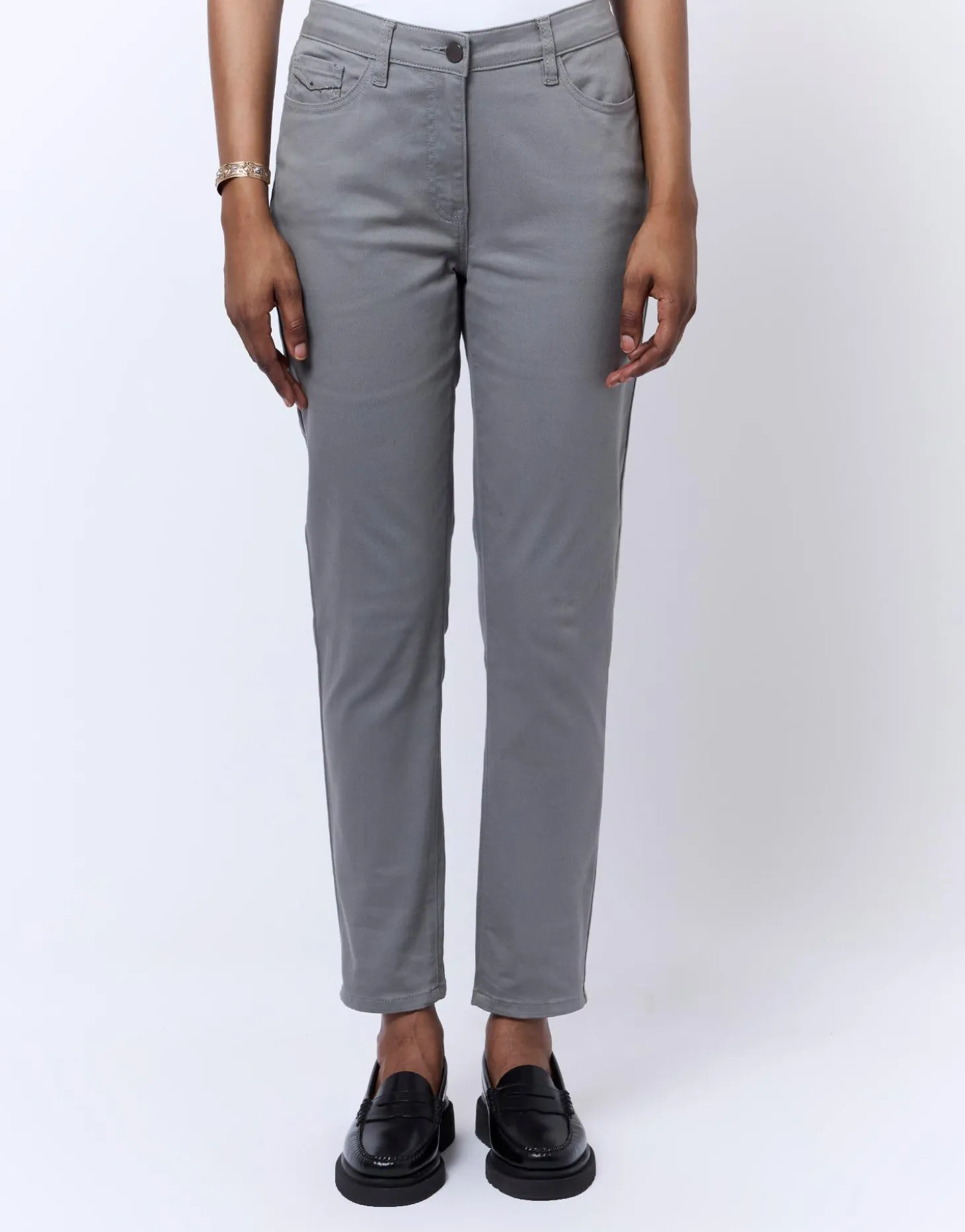 Pantalon 7/8 slim uni GRIS Femme