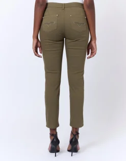 Pantalon 7/8 slim uni KAKI Femme
