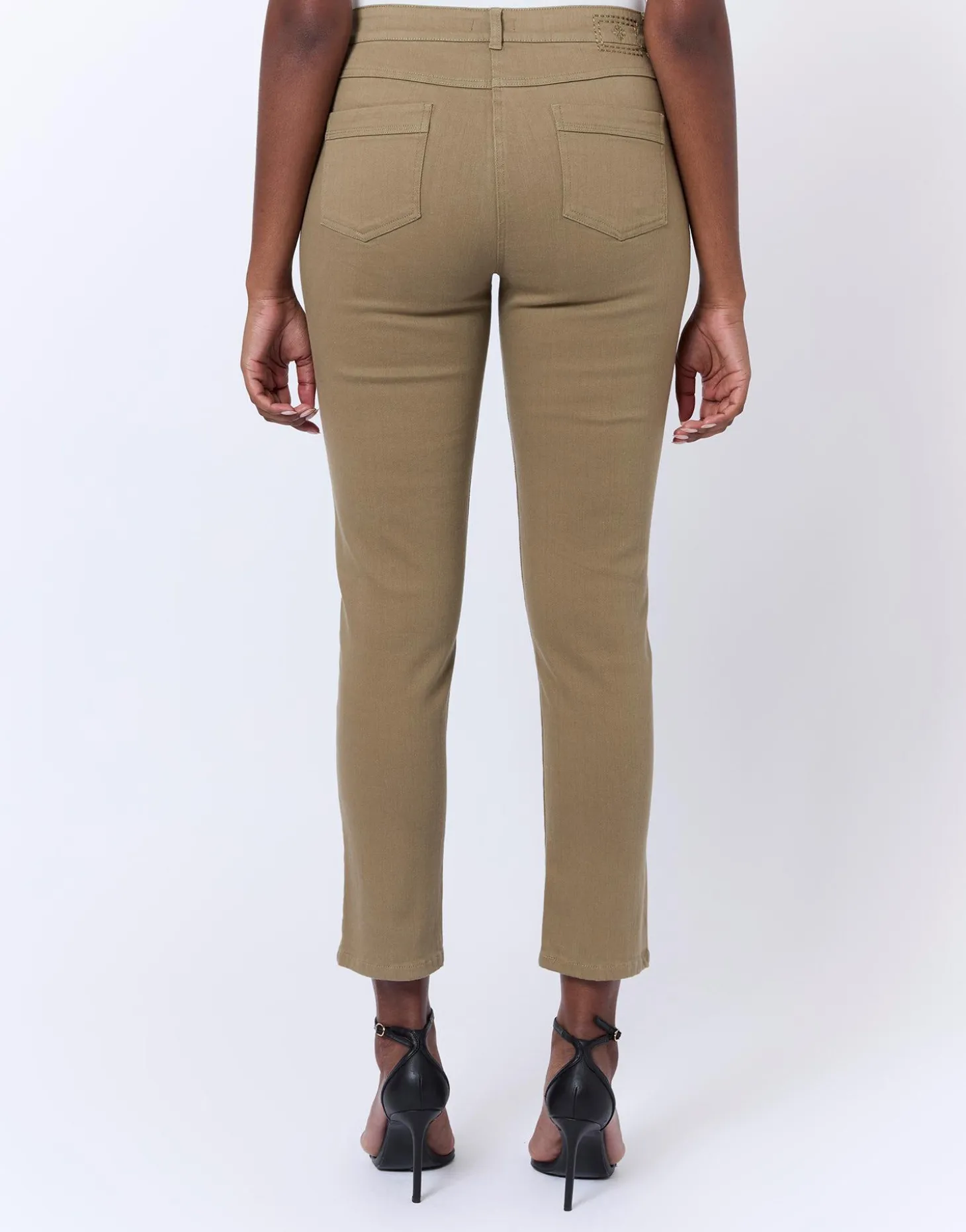 Pantalon 7/8 slim uni KAKI Femme