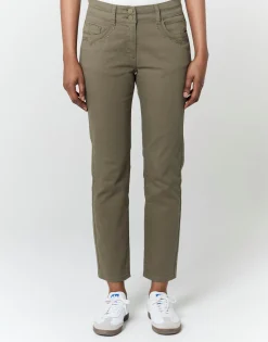 Pantalon 7/8 slim uni KAKI Femme