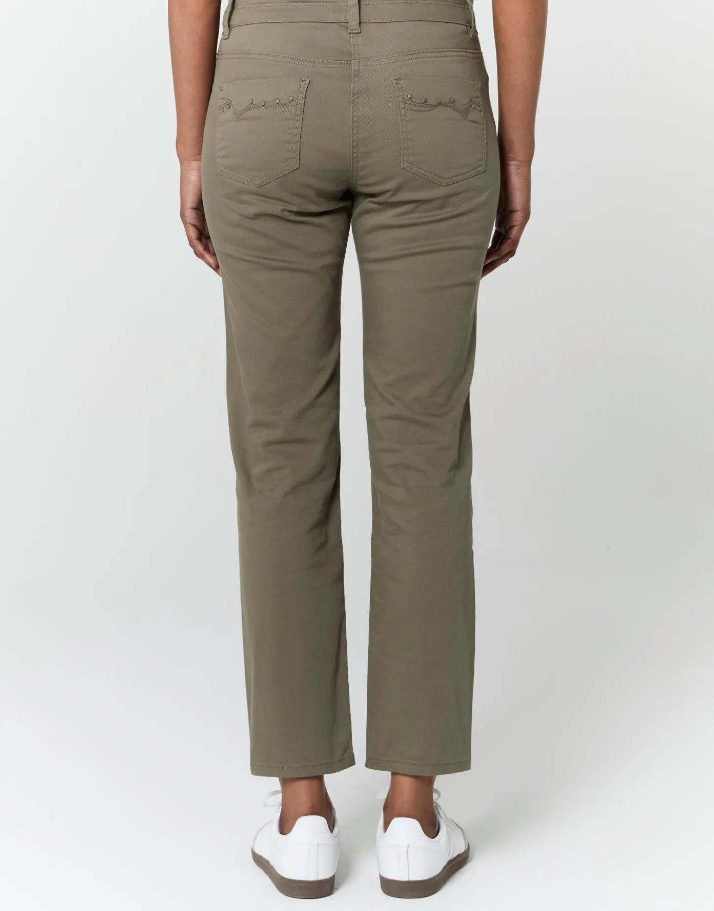 Pantalon 7/8 slim uni KAKI Femme