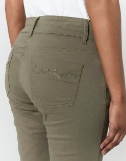 Pantalon 7/8 slim uni KAKI Femme