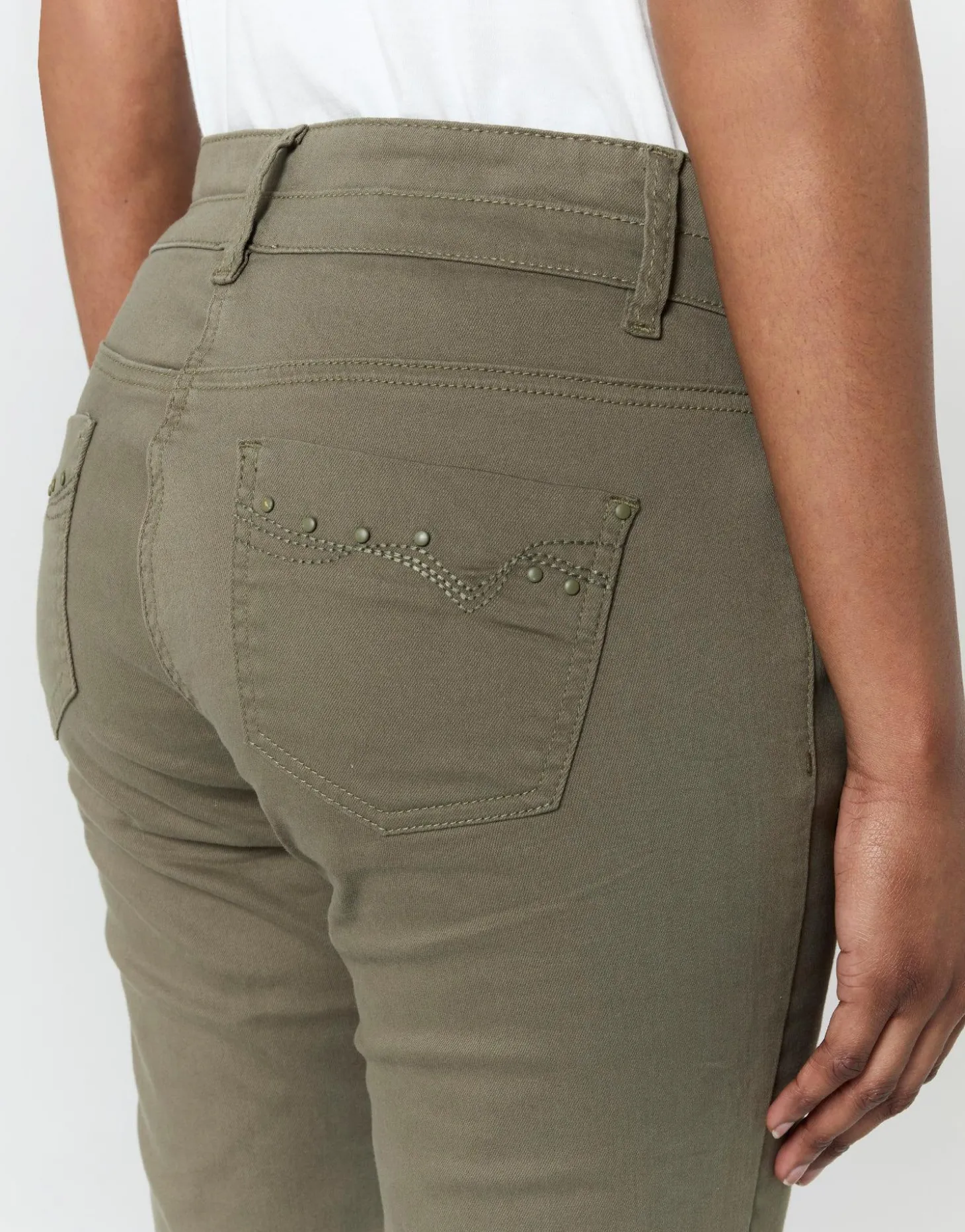 Pantalon 7/8 slim uni KAKI Femme