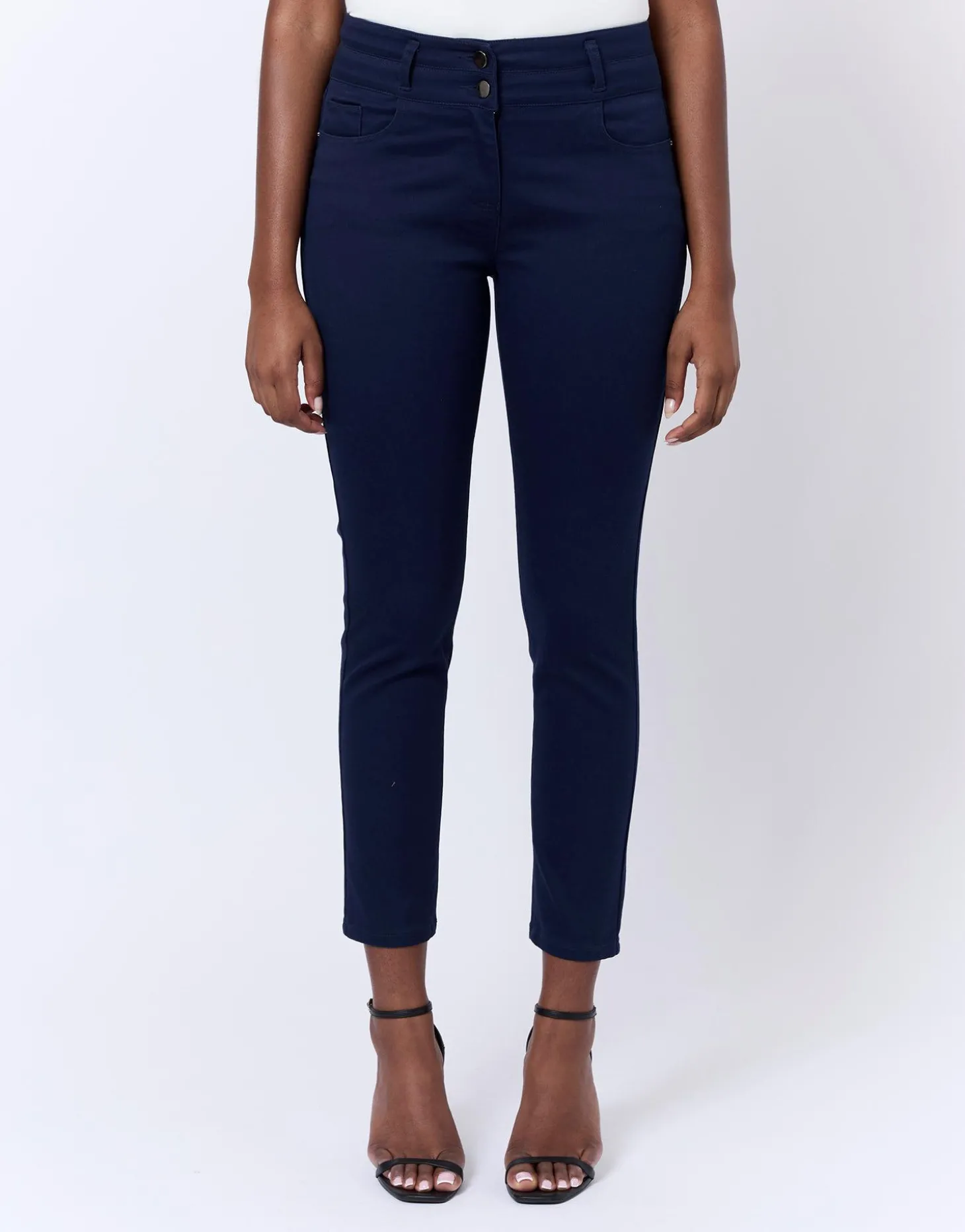 Pantalon 7/8 slim uni MARINE Femme