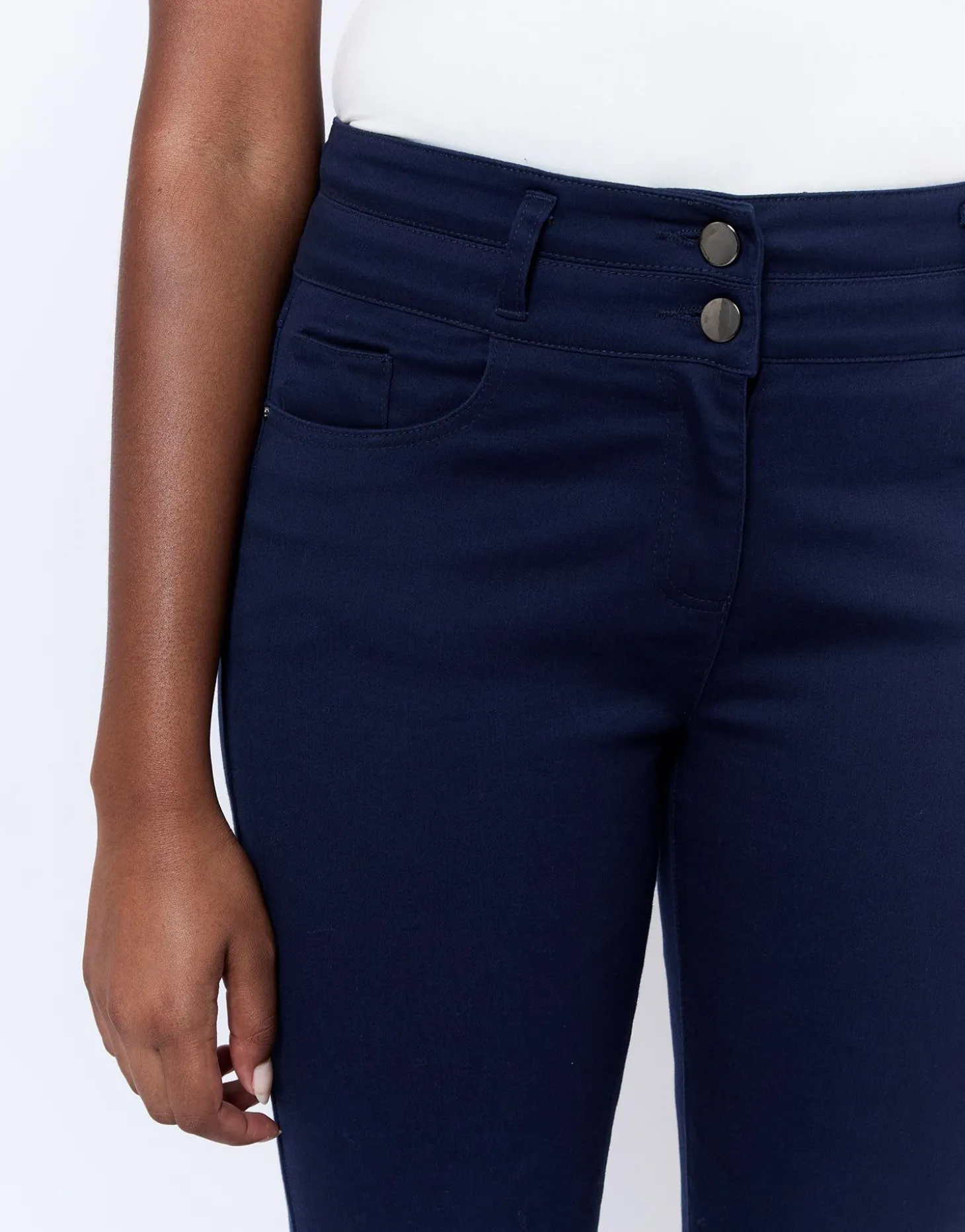 Pantalon 7/8 slim uni MARINE Femme