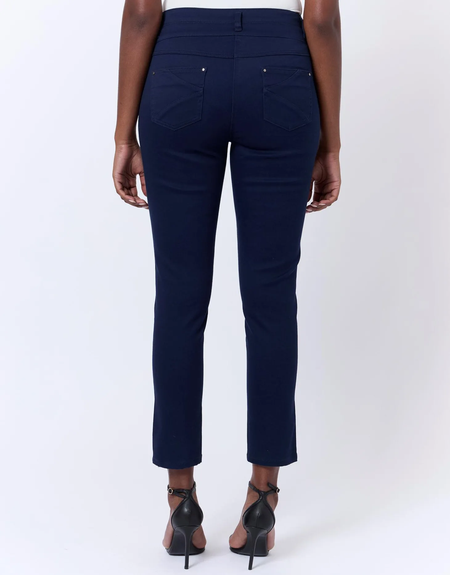 Pantalon 7/8 slim uni MARINE Femme