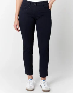 Pantalon 7/8 slim uni MARINE Femme