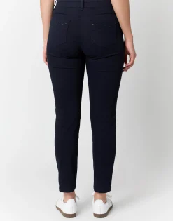 Pantalon 7/8 slim uni MARINE Femme
