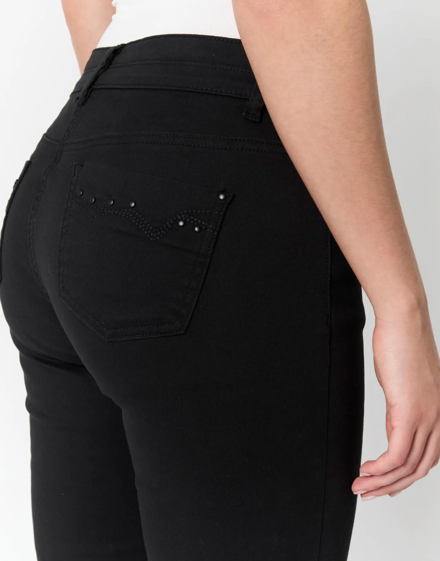 Pantalon 7/8 slim uni NOIR Femme