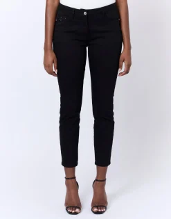 Pantalon 7/8 slim uni NOIR Femme