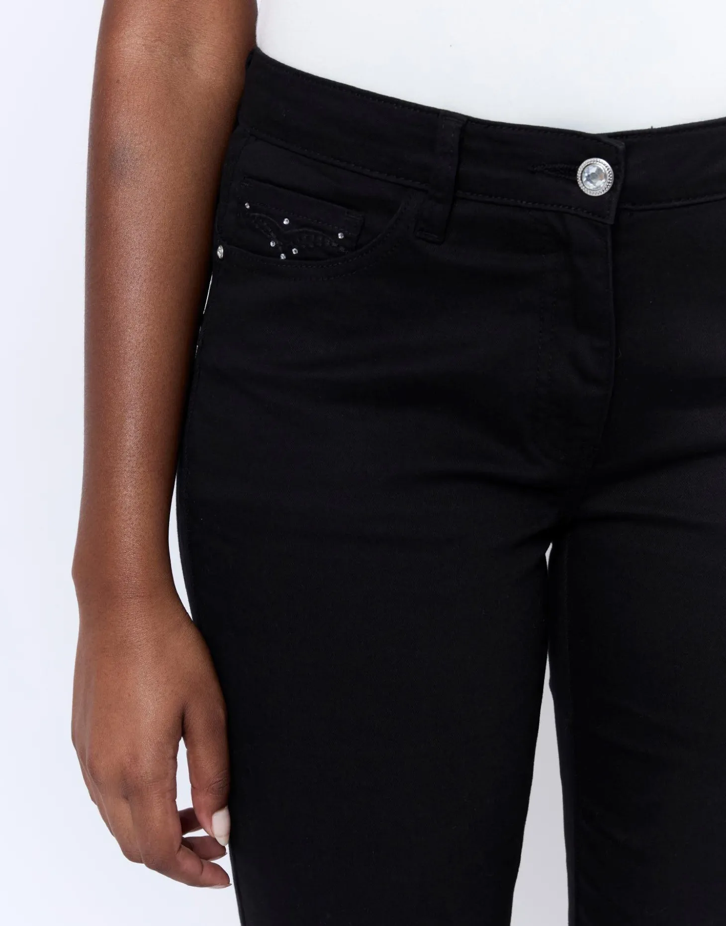Pantalon 7/8 slim uni NOIR Femme