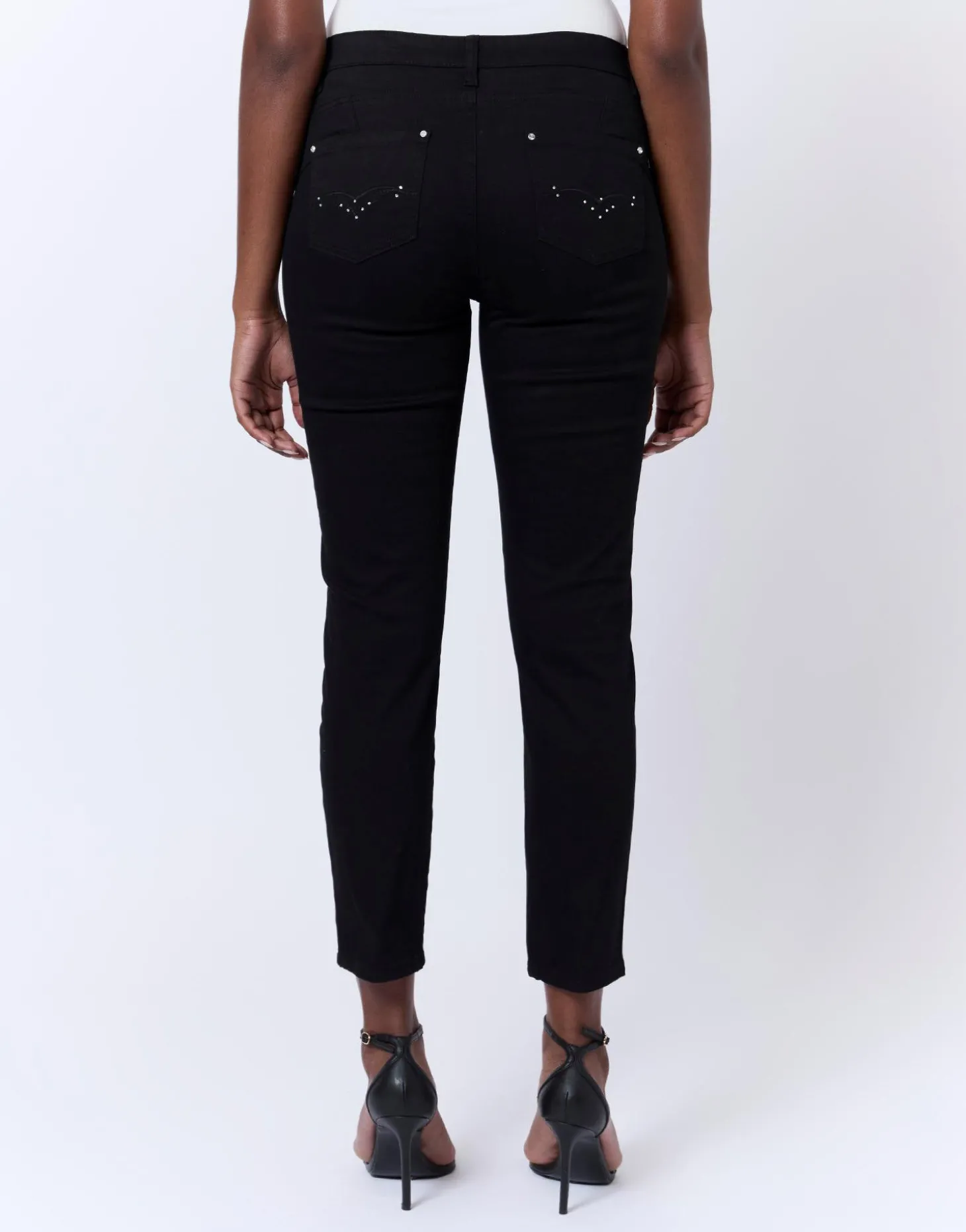 Pantalon 7/8 slim uni NOIR Femme