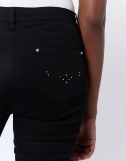 Pantalon 7/8 slim uni NOIR Femme