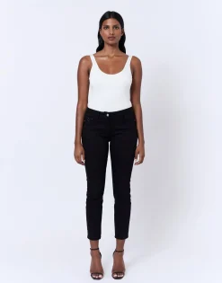 Pantalon 7/8 slim uni NOIR Femme