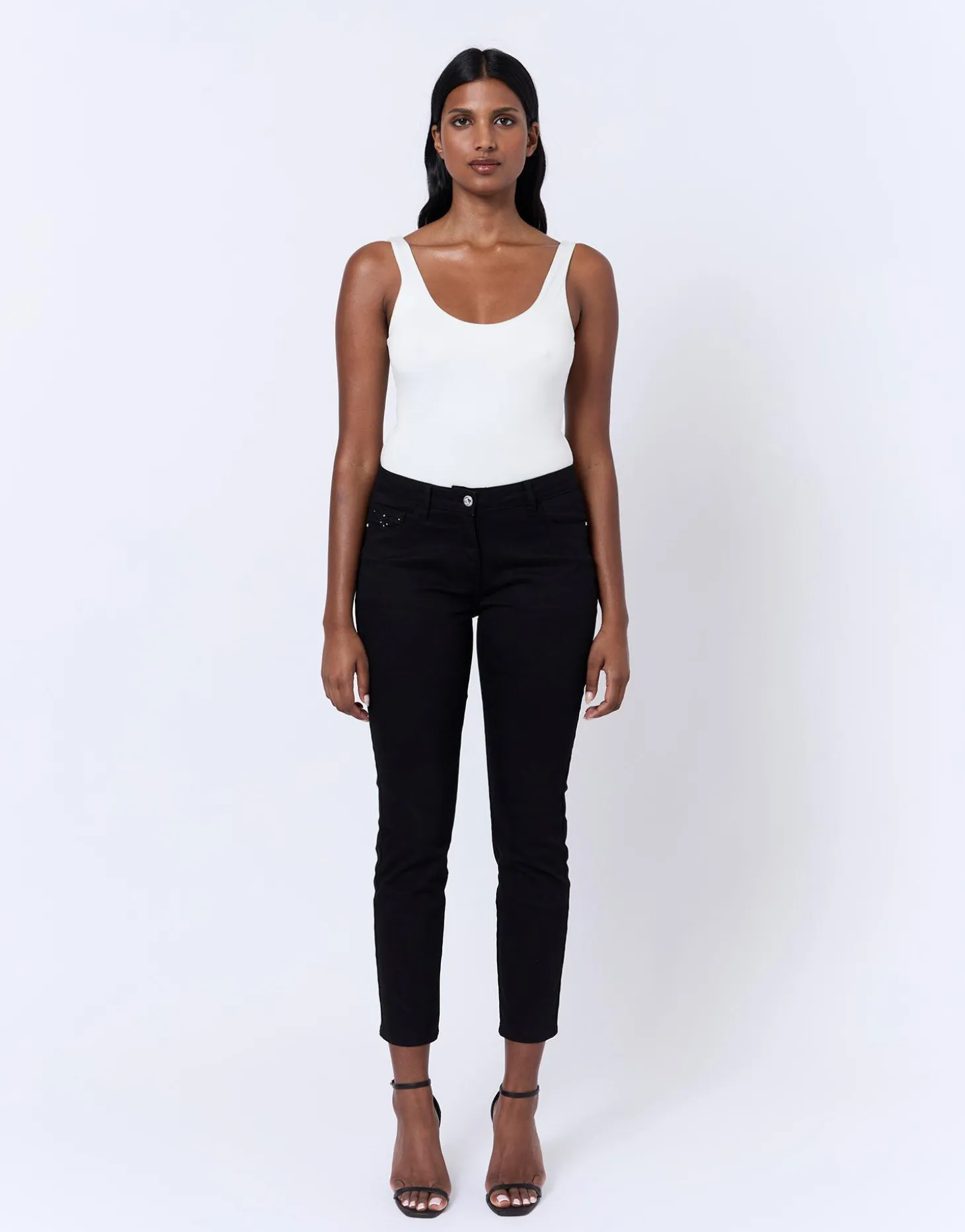 Pantalon 7/8 slim uni NOIR Femme