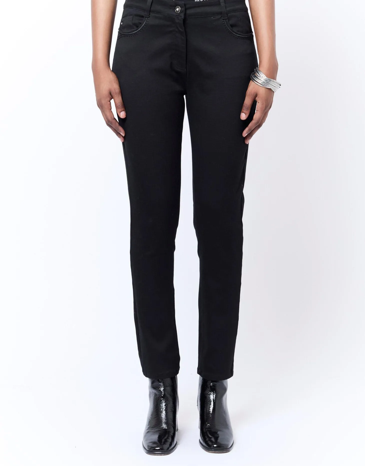 Pantalon 7/8 slim uni NOIR Femme