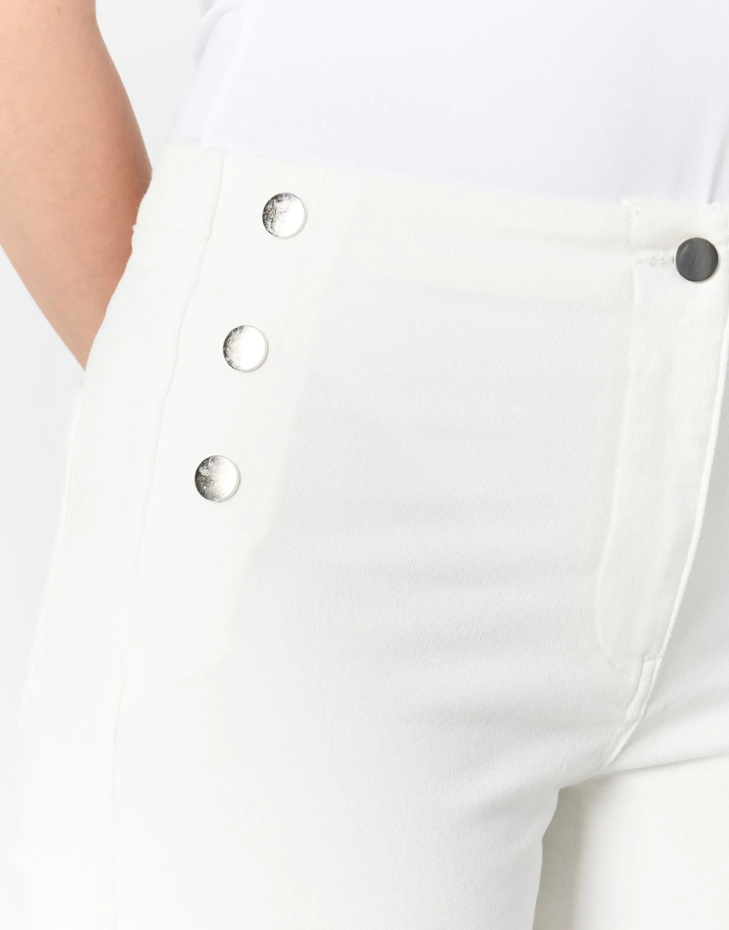 Pantalon cropped large uni BLANC Femme