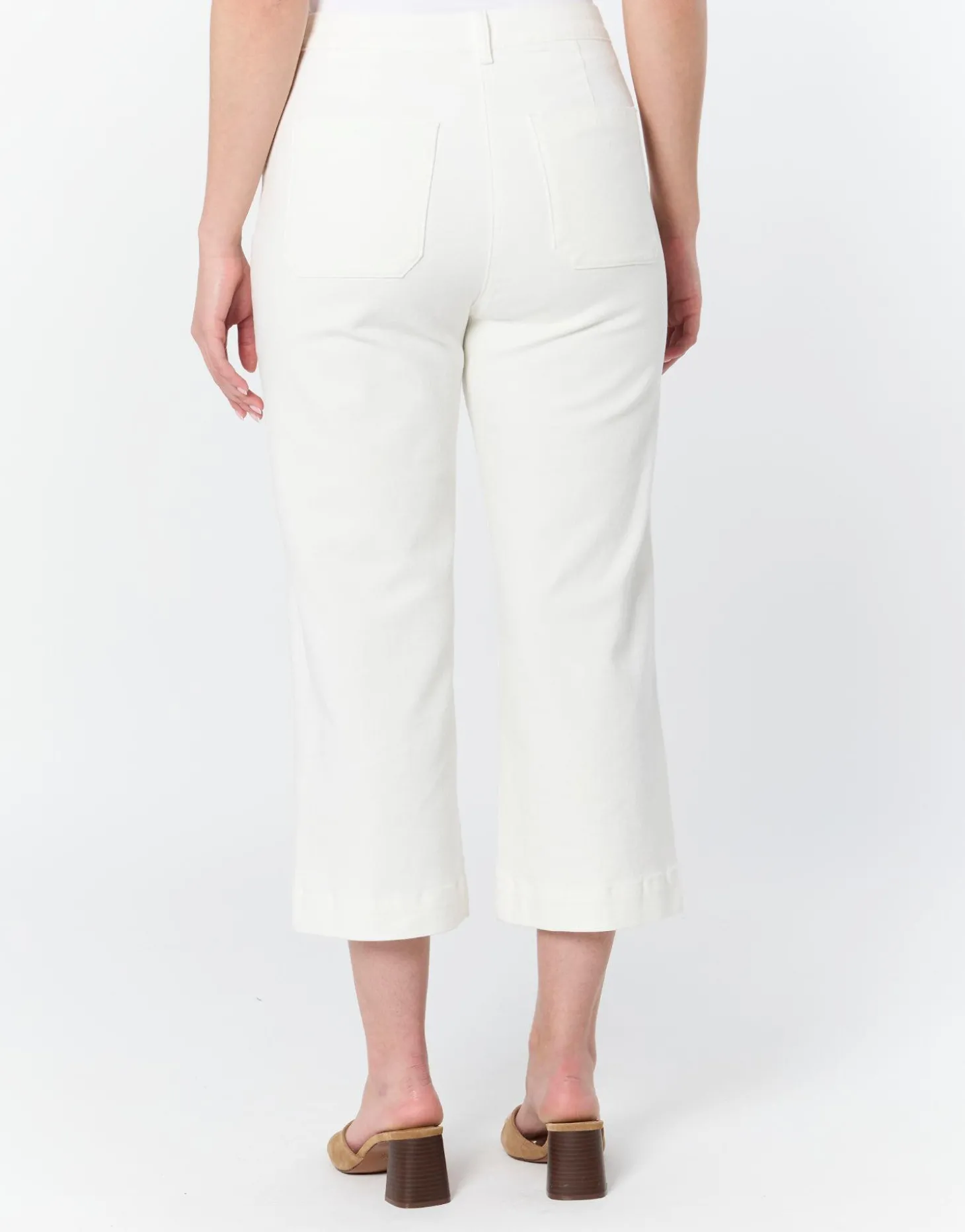 Pantalon cropped large uni BLANC Femme