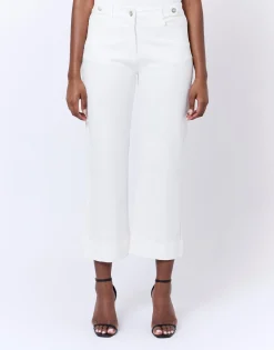 Pantalon cropped uni BLANC Femme