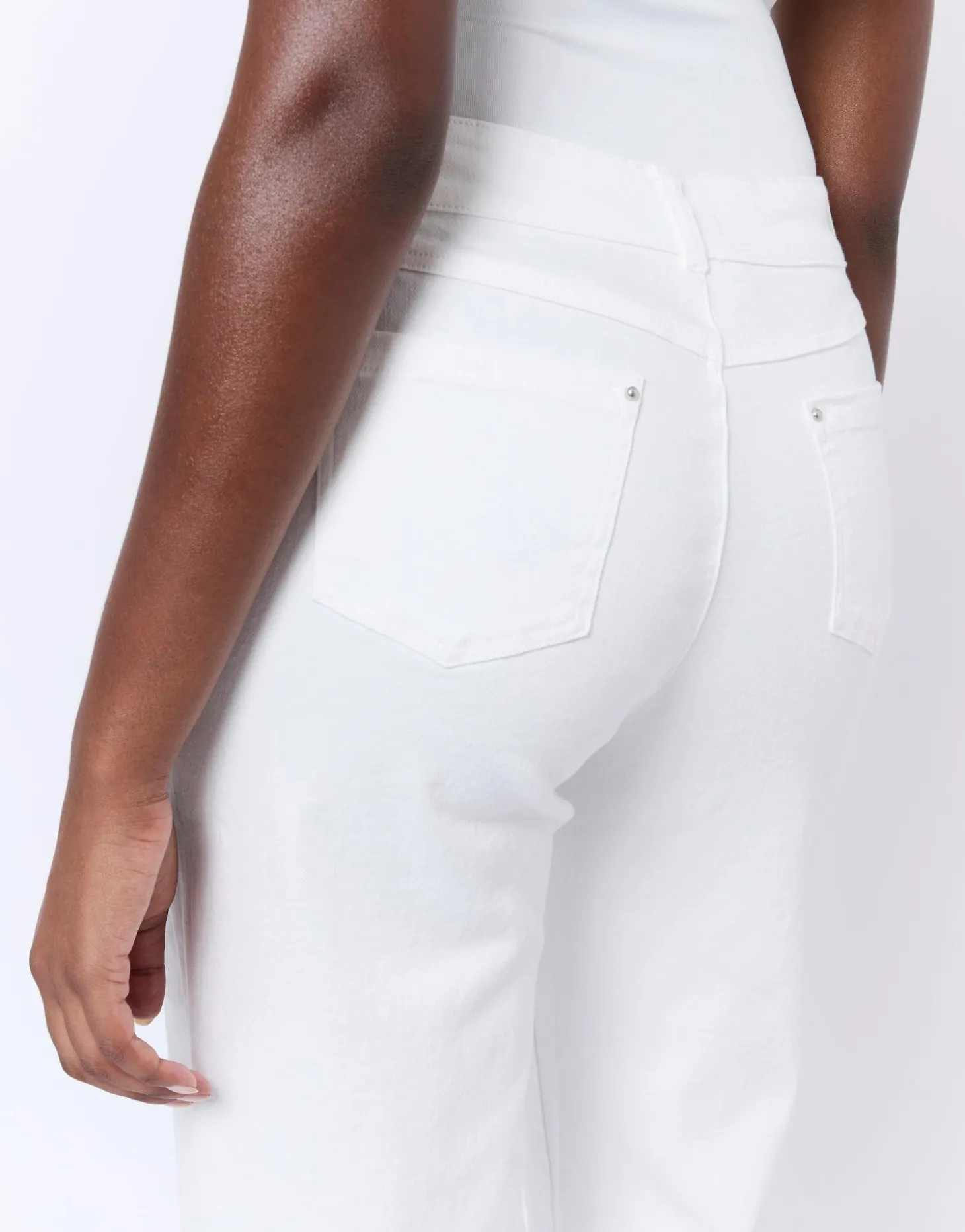 Pantalon cropped uni BLANC Femme