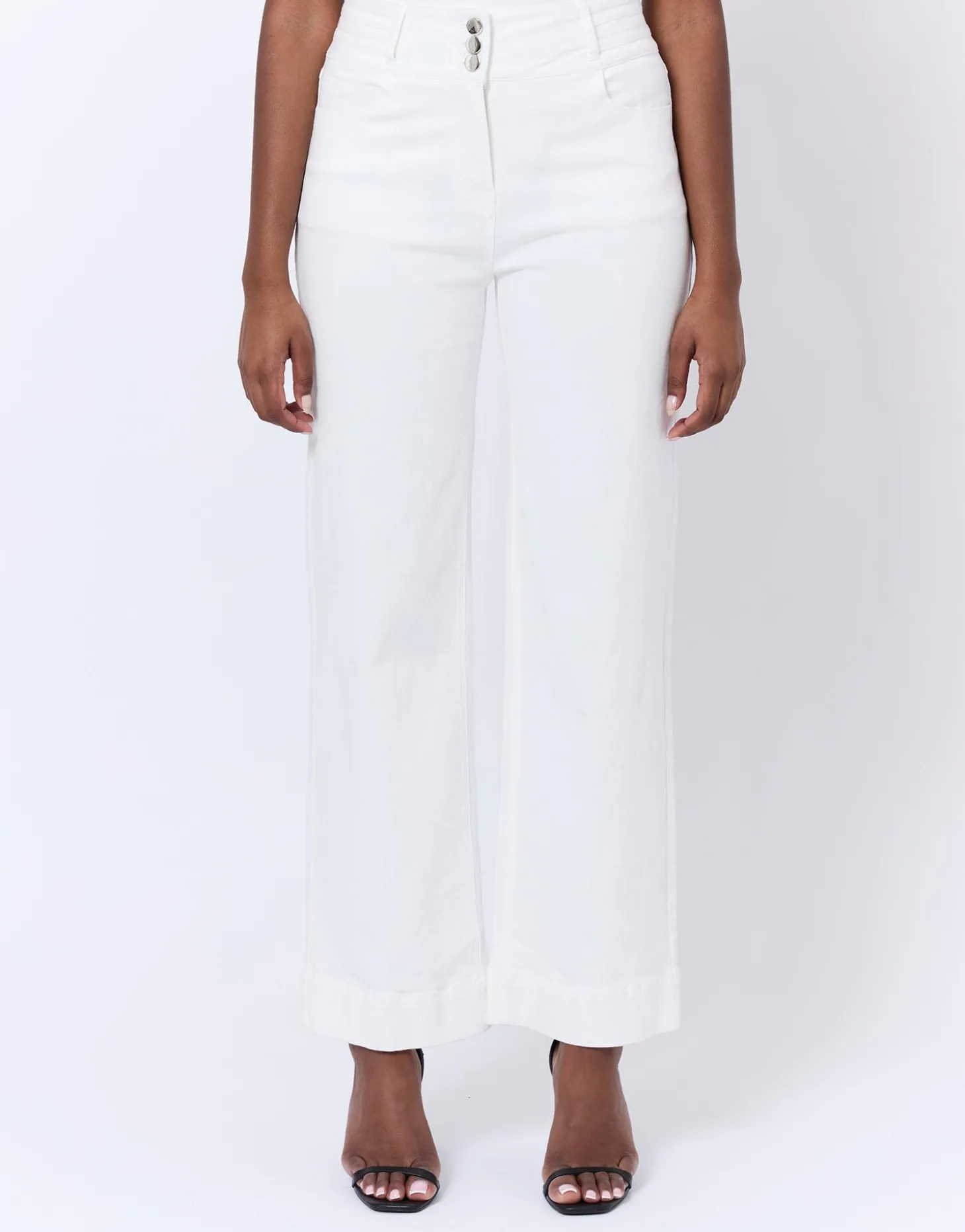 Pantalon long flare uni BLANC Femme