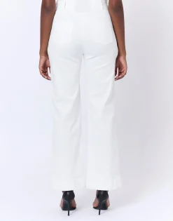 Pantalon long flare uni BLANC Femme