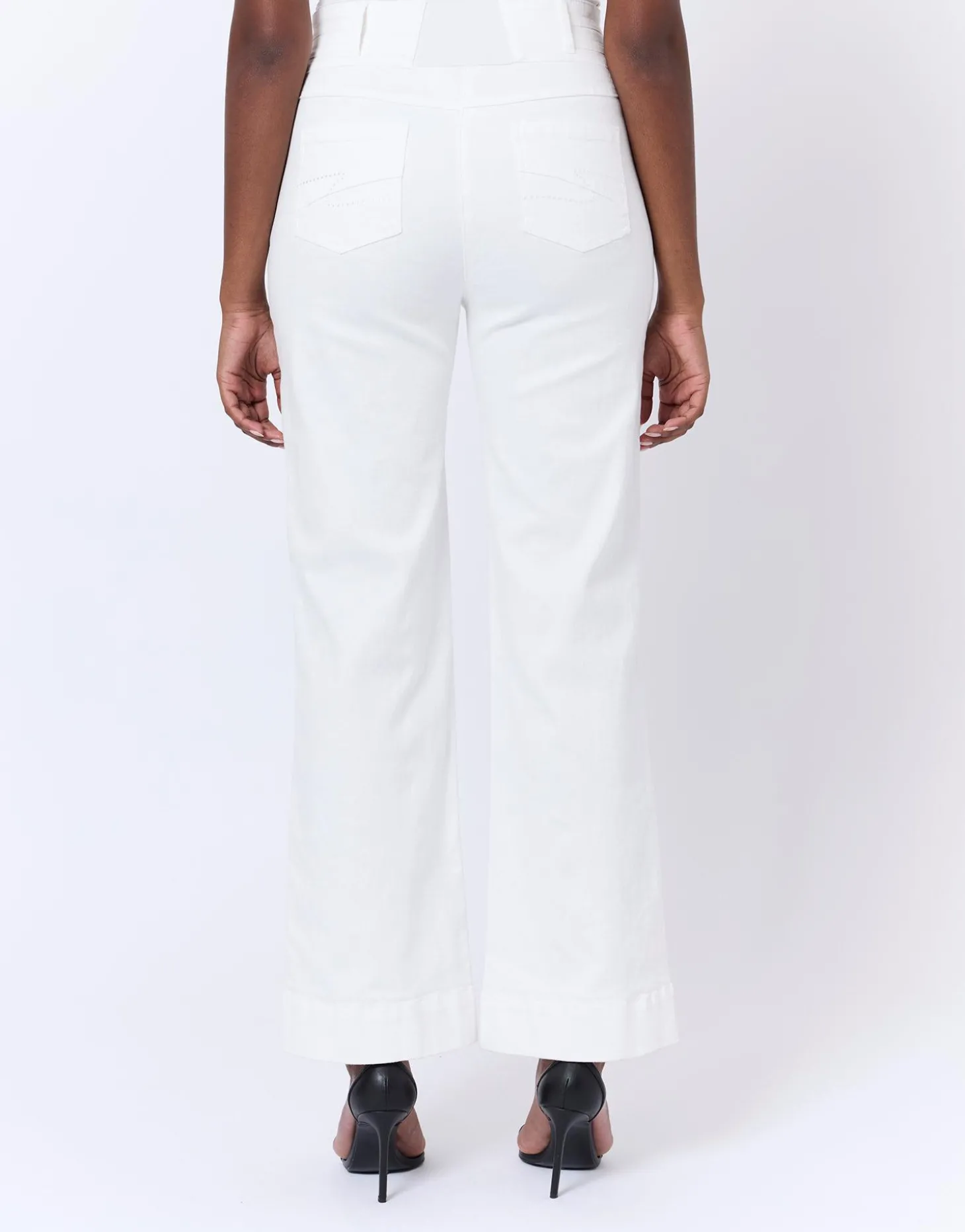 Pantalon long flare uni BLANC Femme