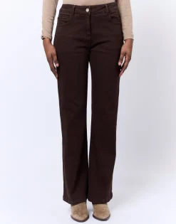 Pantalon long flare uni MARRON Femme
