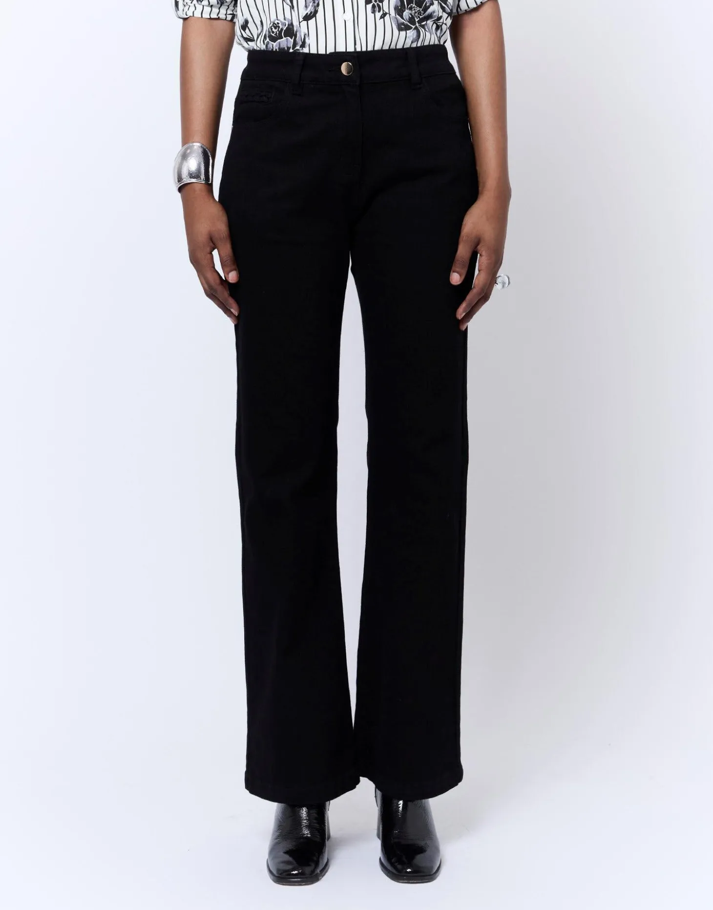 Pantalon long flare uni NOIR Femme