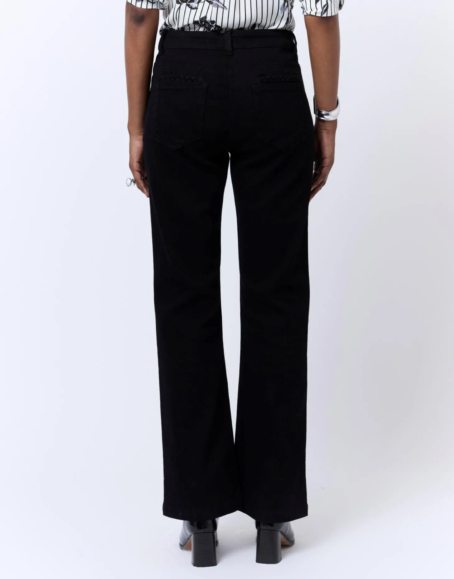 Pantalon long flare uni NOIR Femme