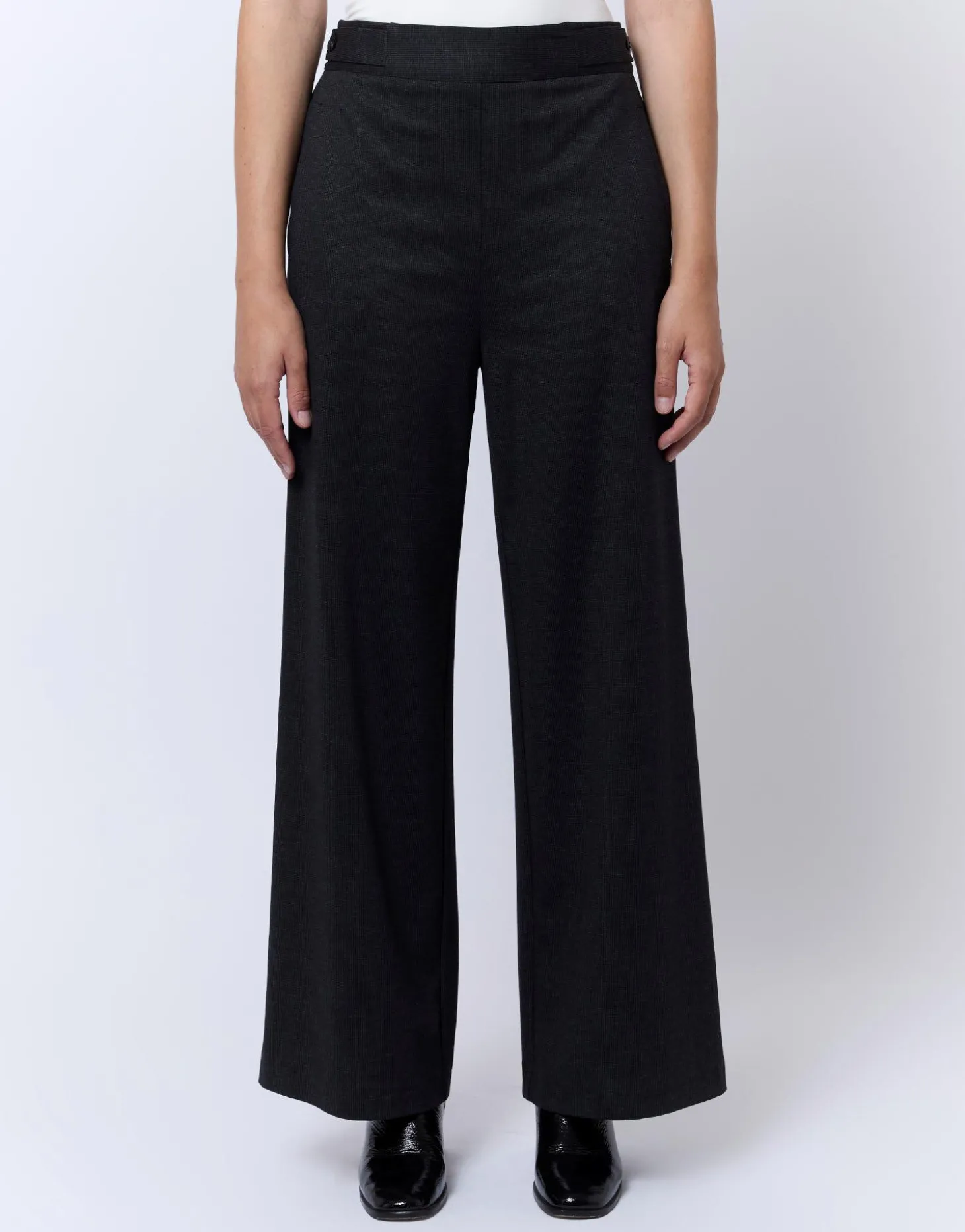 Pantalon long large pied de puce ANTHRACITE Femme