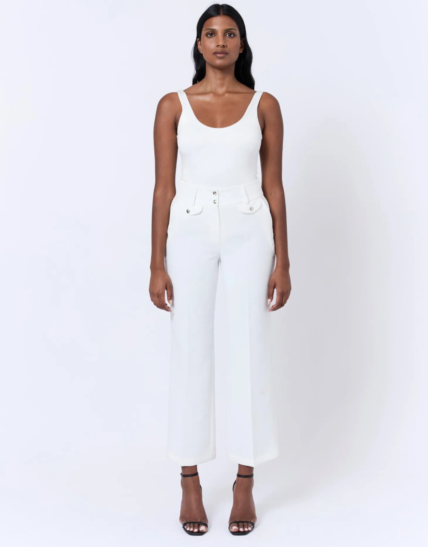 Pantalon long large uni BLANC Femme