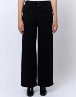Pantalon long large uni NOIR Femme