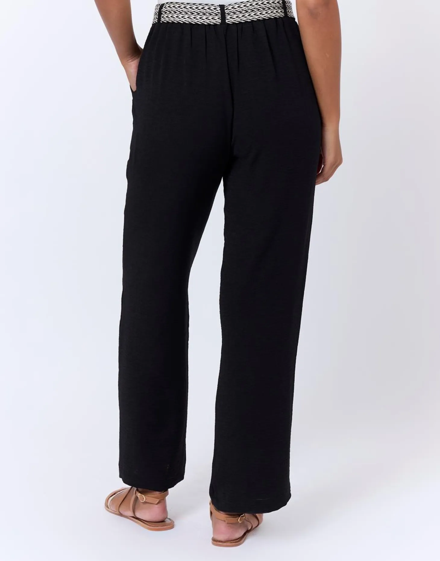 Pantalon long large uni NOIR Femme