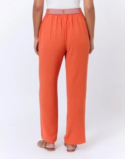 Pantalon long large uni ORANGE Femme