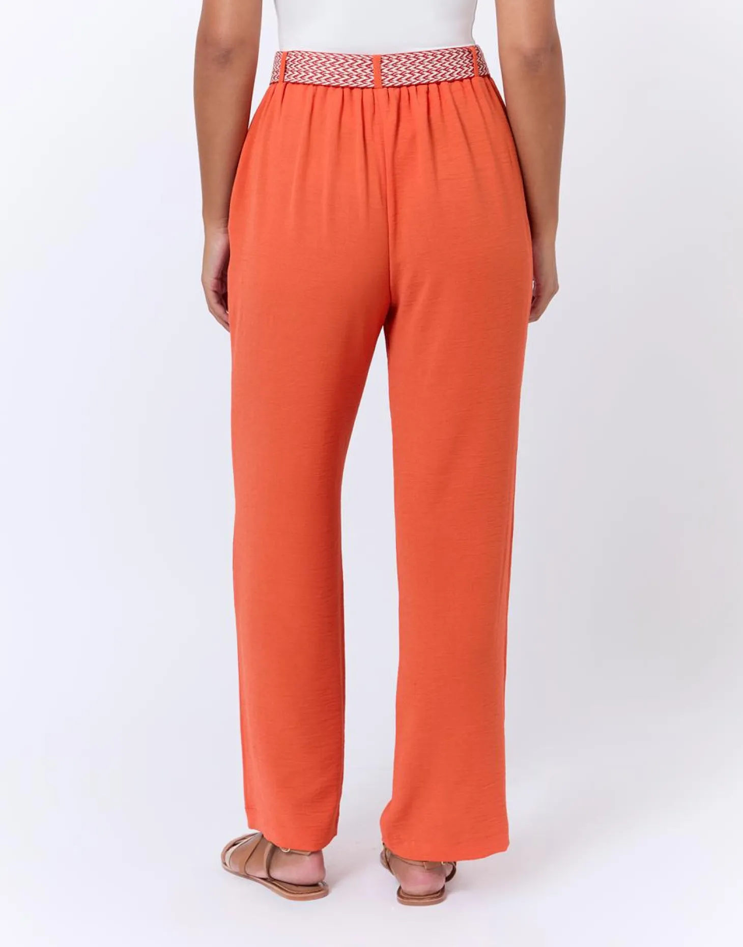 Pantalon long large uni ORANGE Femme